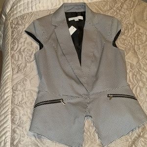 Black and white checkered short sleeve blazer